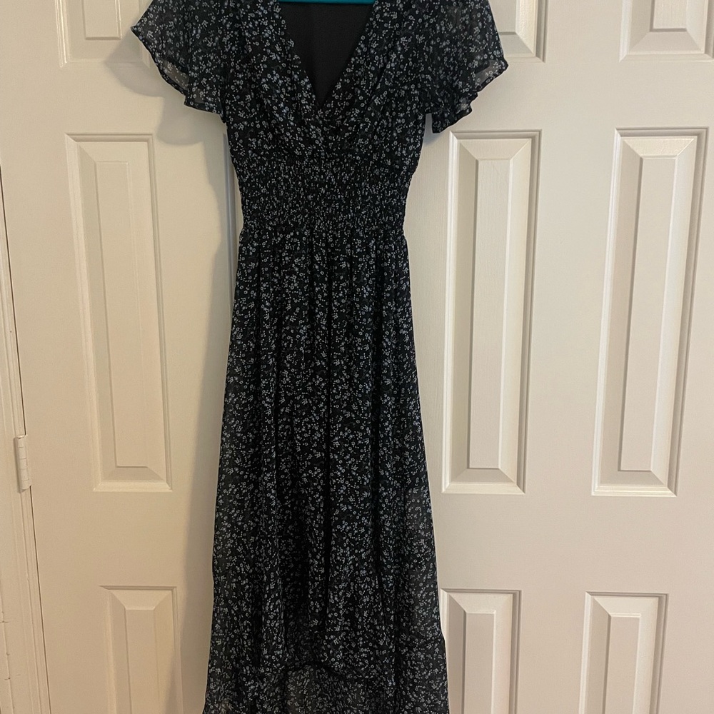 Elegant Navy Floral Dress